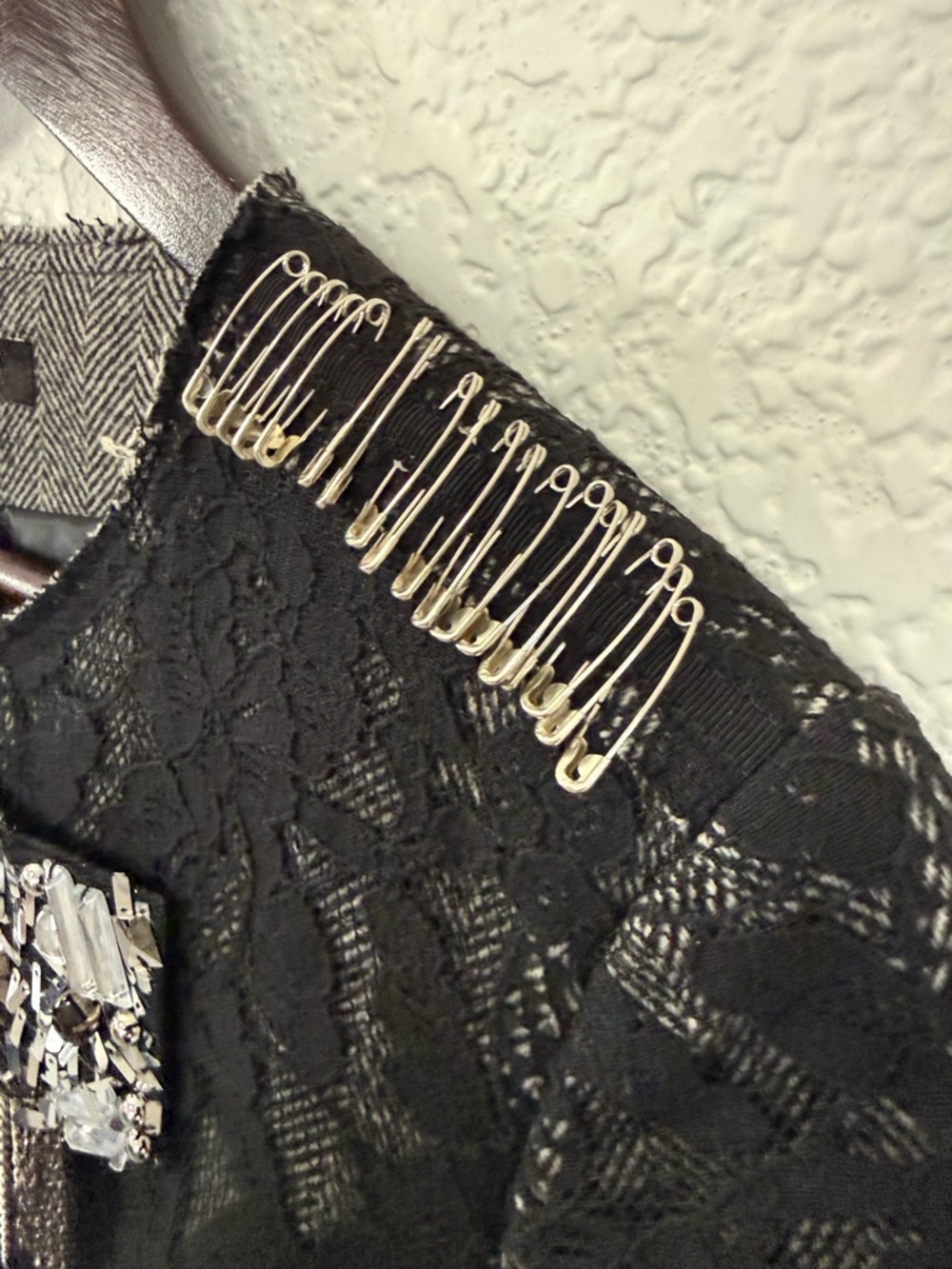 Express Lace Embellished Cropped Jacket | Black Evening Industrial | Size Small - Picture 6 of 16